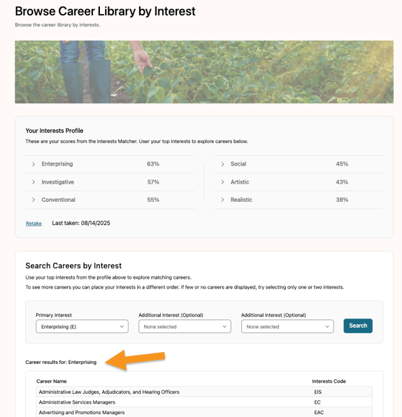 08142025_Interests Matcher View Careers